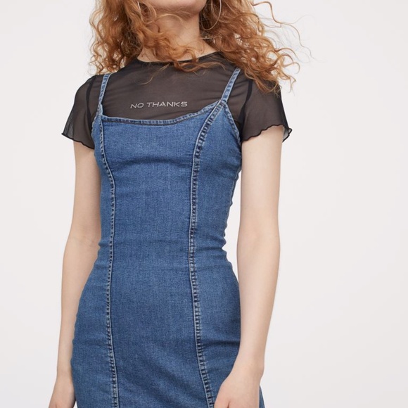 thin strap denim dress